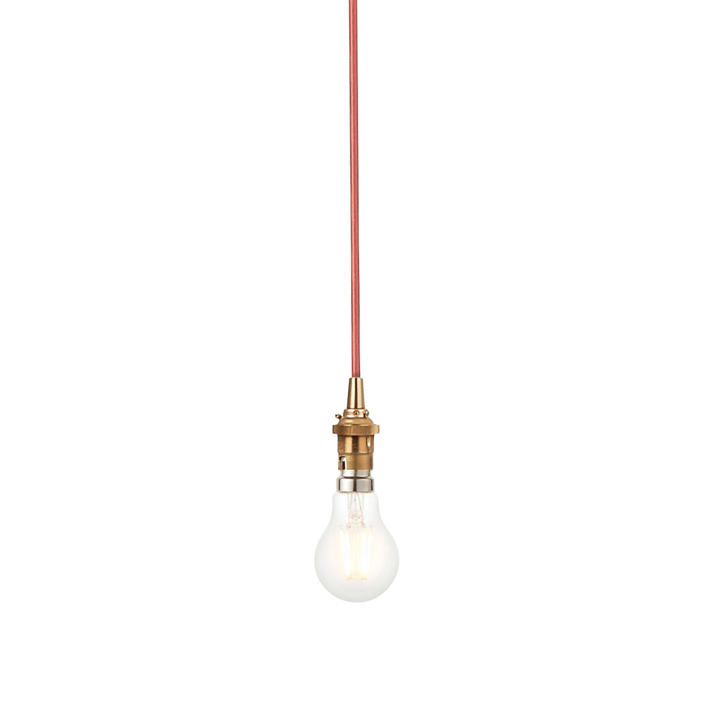111512 Eltham Pendant Cable Set Age Brass & Red Flex