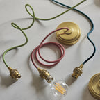 111512 Eltham Pendant Cable Set Age Brass & Red Flex