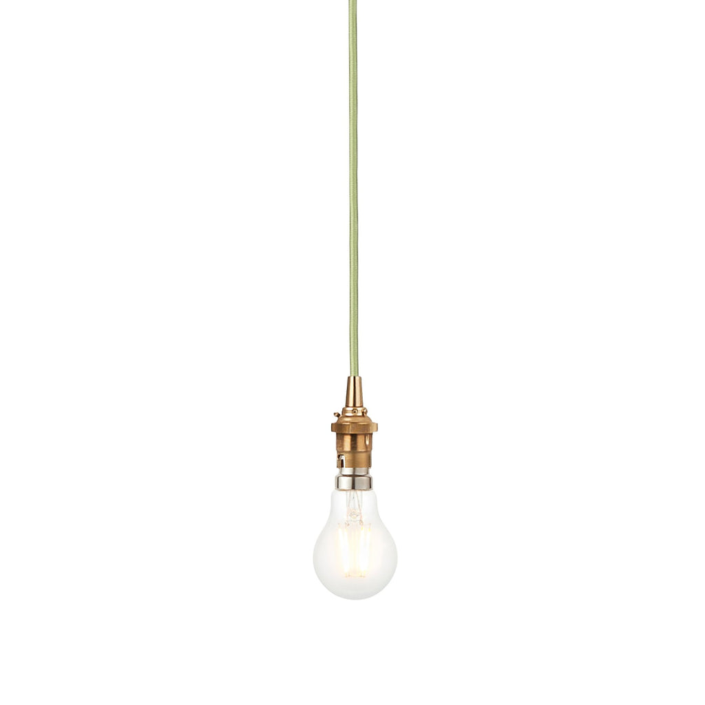 111513 Eltham Pendant Cable Set Age Brass & Green Flex