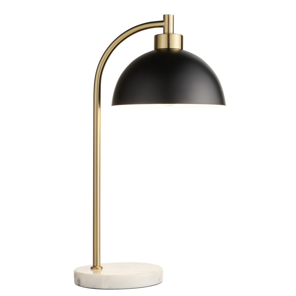 112210 Buchanan Task Table Lamp Black, Brass & Grey Marble