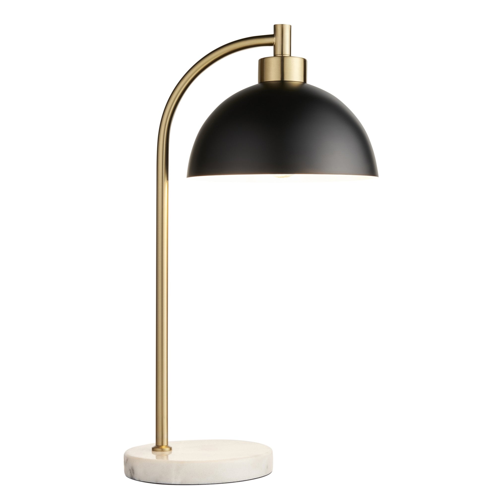 112210 Buchanan Task Table Lamp Black, Brass & Grey Marble