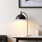 112210 Buchanan Task Table Lamp Black, Brass & Grey Marble