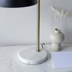 112210 Buchanan Task Table Lamp Black, Brass & Grey Marble