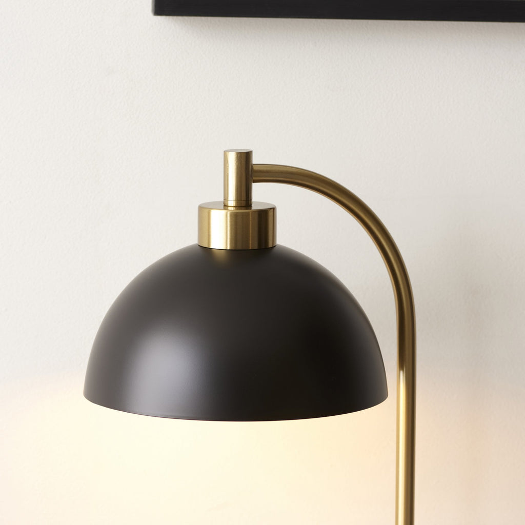 112210 Buchanan Task Table Lamp Black, Brass & Grey Marble