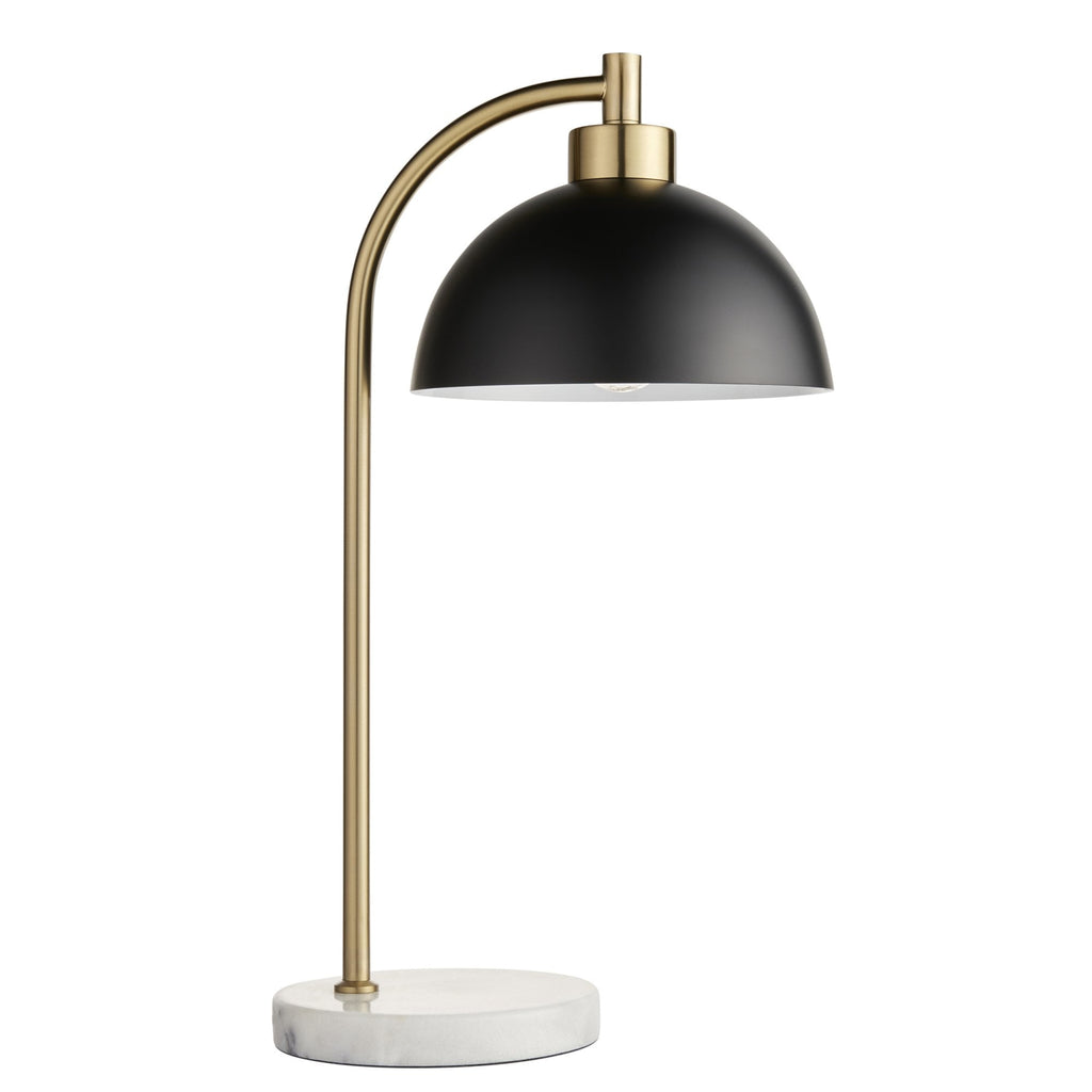 112210 Buchanan Task Table Lamp Black, Brass & Grey Marble