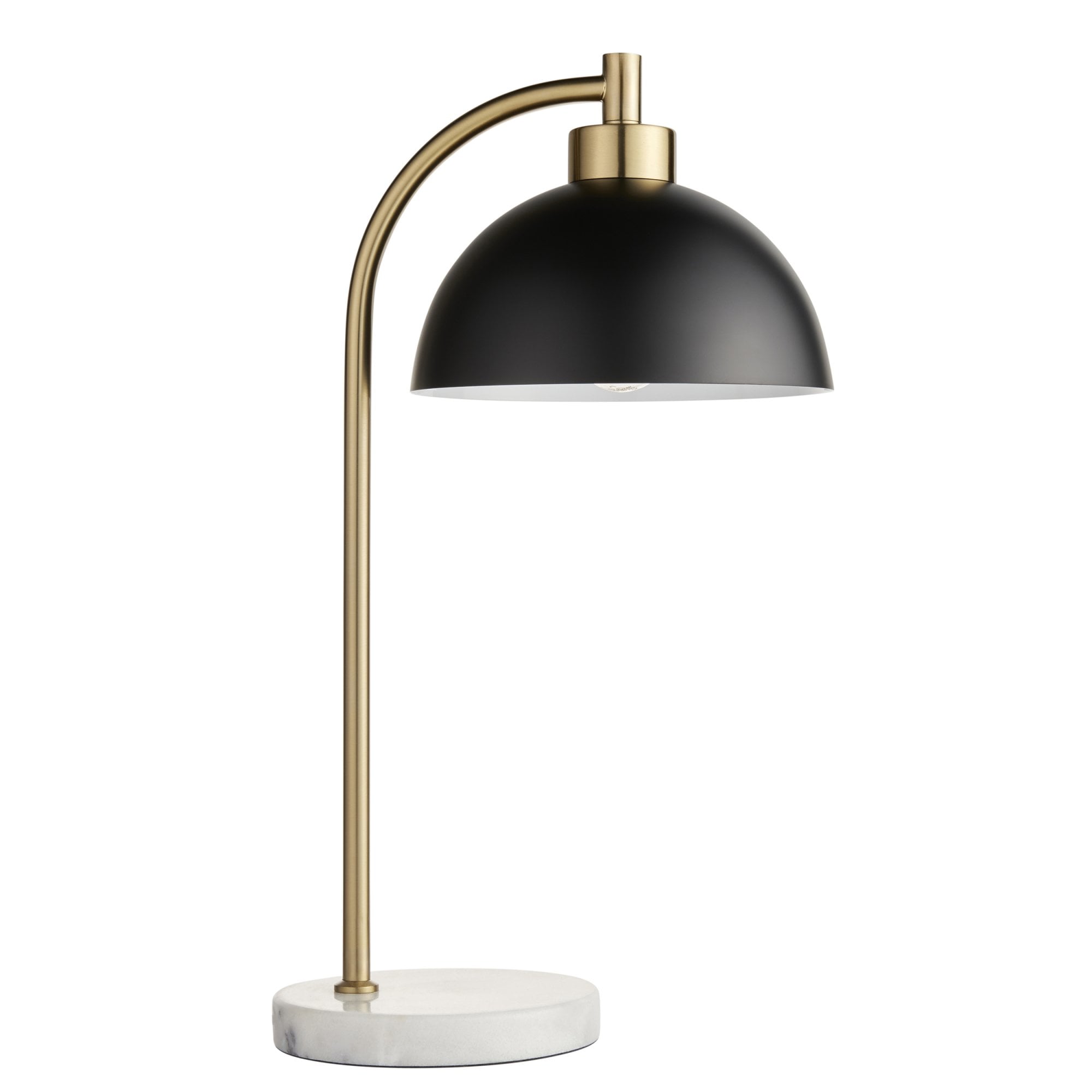 112210 Buchanan Task Table Lamp Black, Brass & Grey Marble