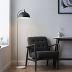 112211 Buchanan Task Floor Lamp Black, Brass & Grey Marble