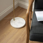 112211 Buchanan Task Floor Lamp Black, Brass & Grey Marble