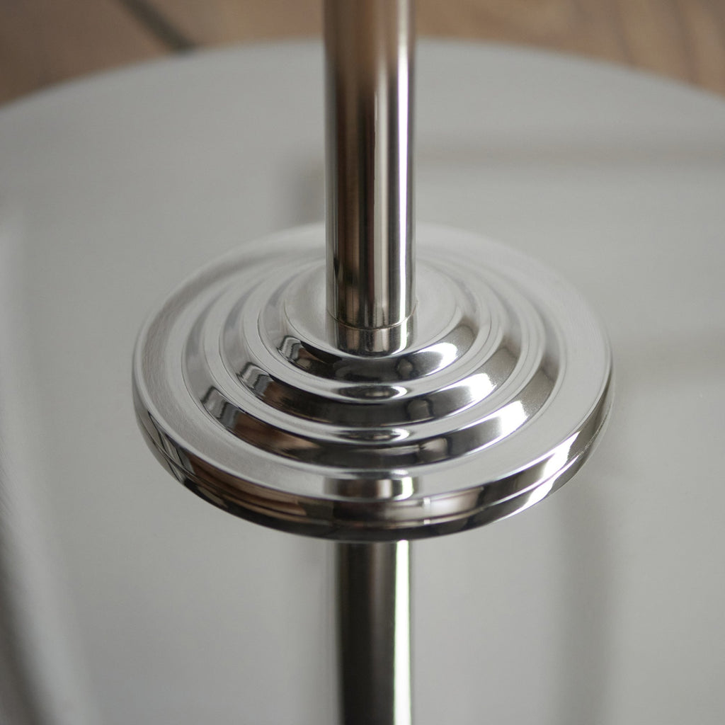 112232 Highclere Single Floor Lamp Brushed Chrome & Natural Shade