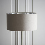 112232 Highclere Single Floor Lamp Brushed Chrome & Natural Shade