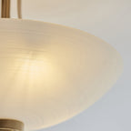 112438 Welles 3 Light Semi Flush Aged Brass & White Glass