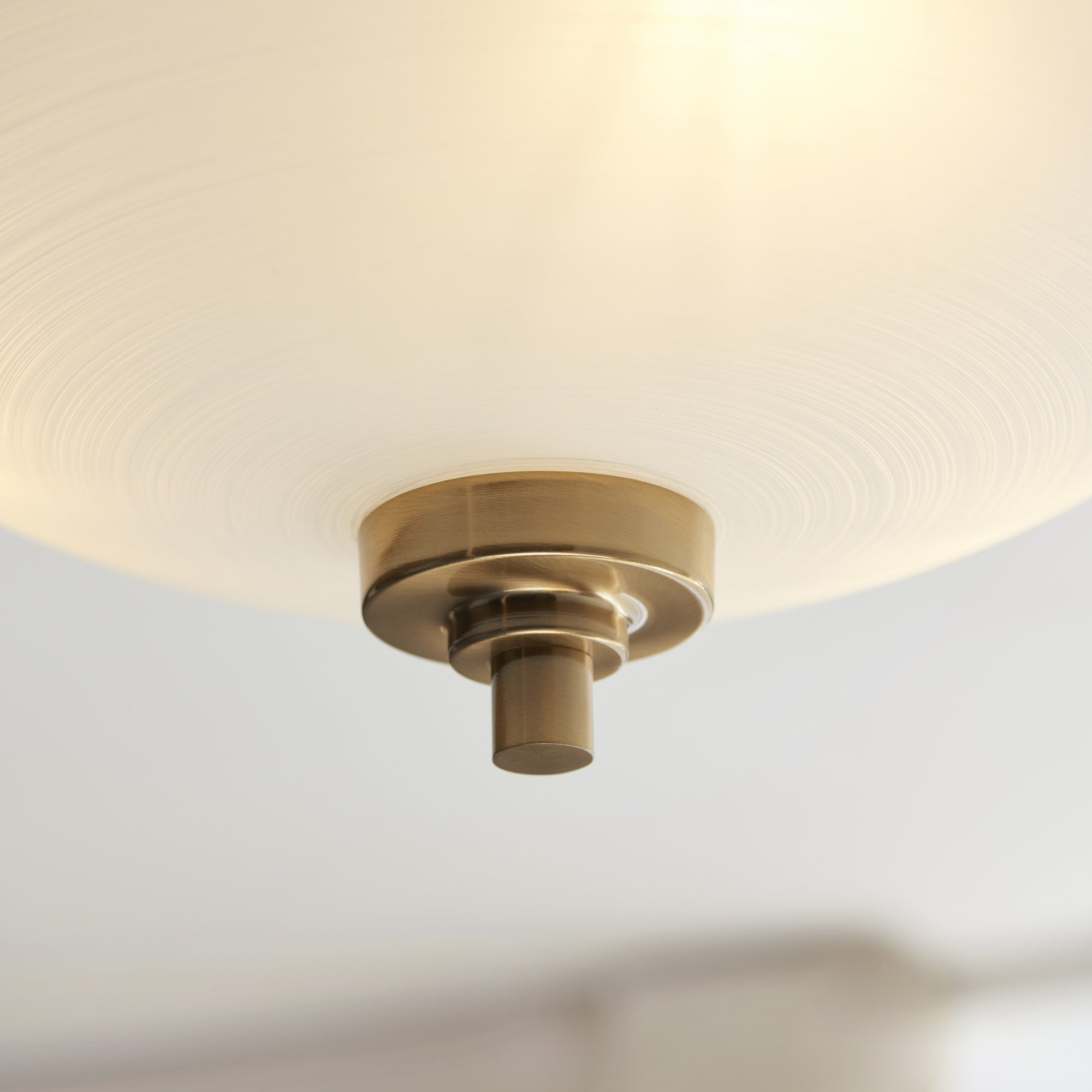 112438 Welles 3 Light Semi Flush Aged Brass & White Glass