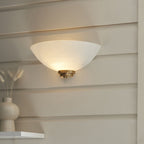 112439 Welles Wall Light Aged Brass & White Glass