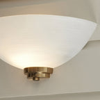 112439 Welles Wall Light Aged Brass & White Glass