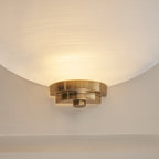 112439 Welles Wall Light Aged Brass & White Glass
