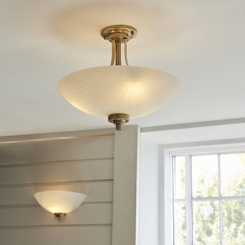 112439 Welles Wall Light Aged Brass & White Glass