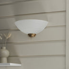 112439 Welles Wall Light Aged Brass & White Glass