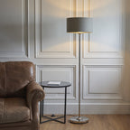 112570 Highclere Single Floor Lamp Nickel & Charcoal Shade