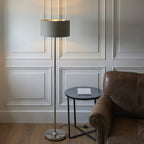 112570 Highclere Single Floor Lamp Nickel & Charcoal Shade
