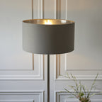 112570 Highclere Single Floor Lamp Nickel & Charcoal Shade