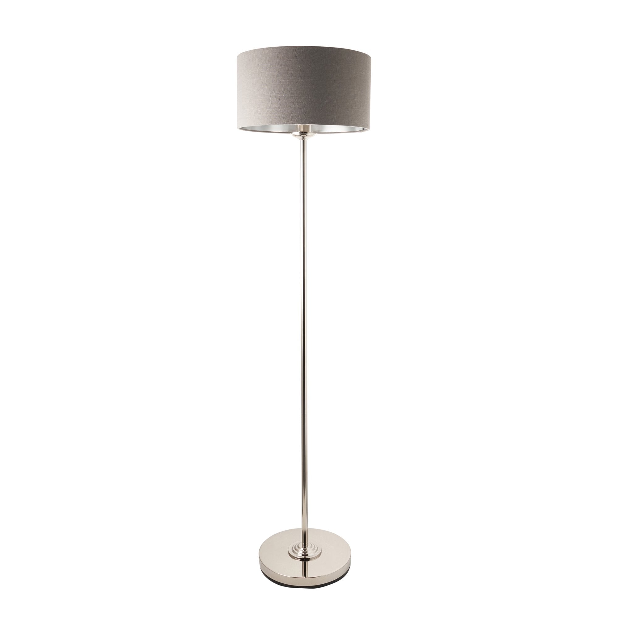 112570 Highclere Single Floor Lamp Nickel & Charcoal Shade