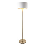 112571 Highclere Single Floor Lamp Antique Brass & White Shade
