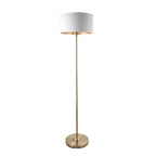 112571 Highclere Single Floor Lamp Antique Brass & White Shade