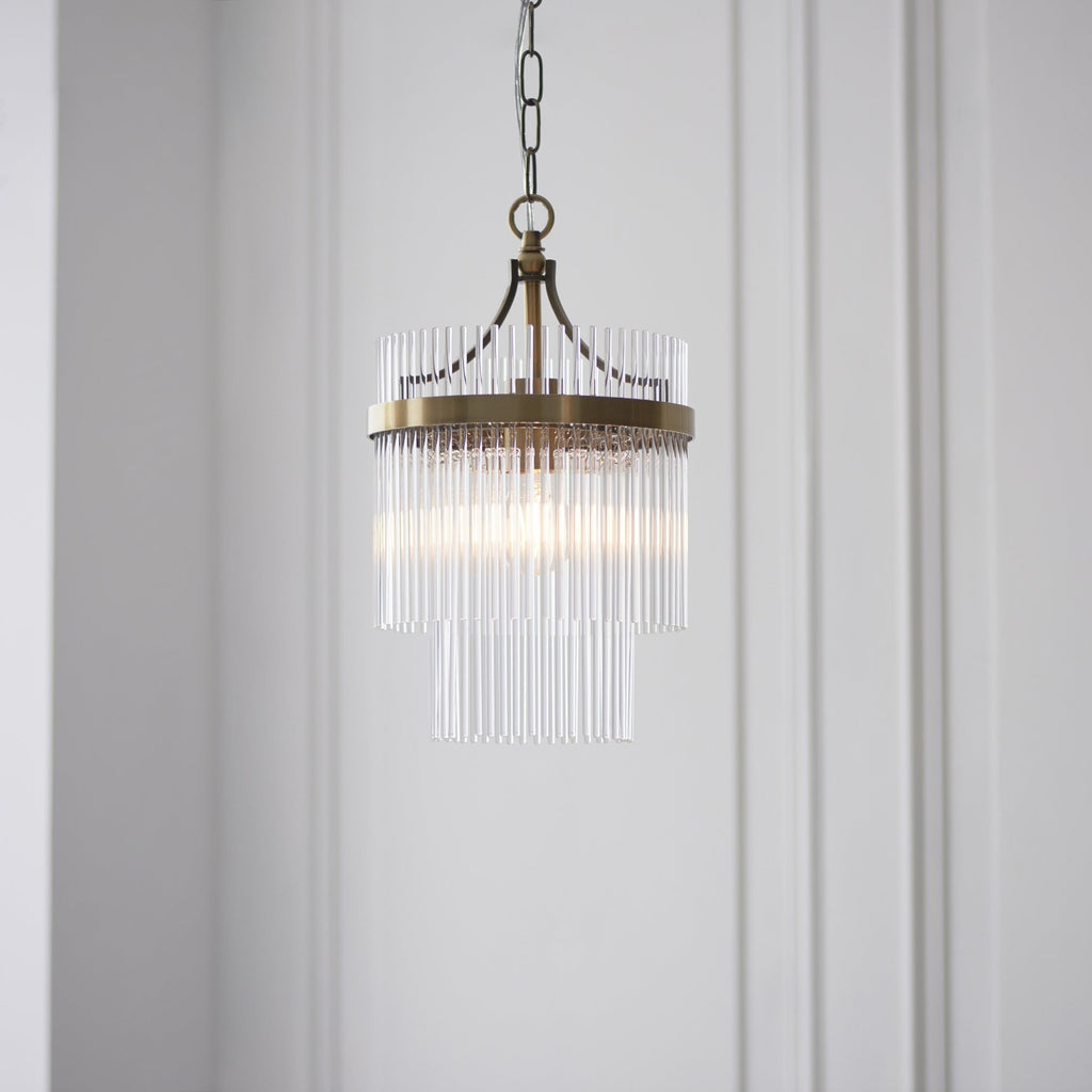 112572 Endon Marietta Single Pendant — Antique Brass & Clear Glass