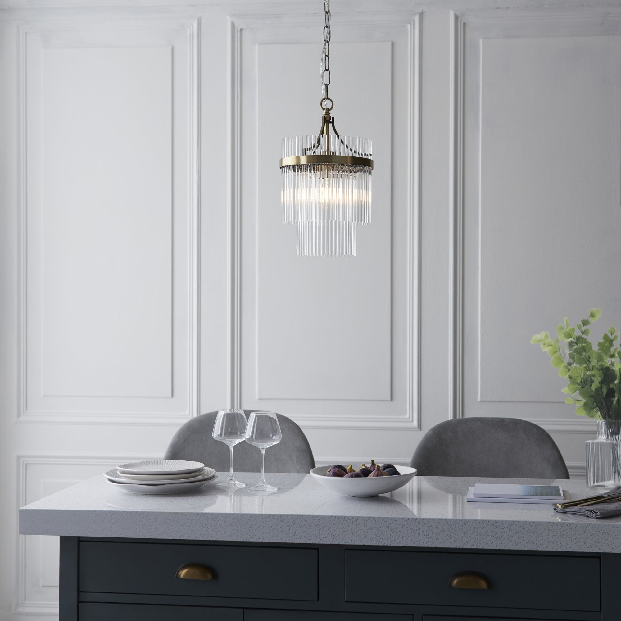 112572 Marietta Pendant Antique Brass & Clear Glass