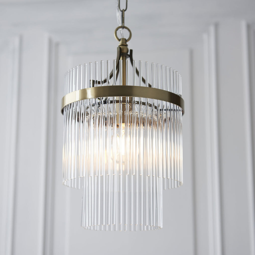 112572 Endon Marietta Single Pendant — Antique Brass & Clear Glass