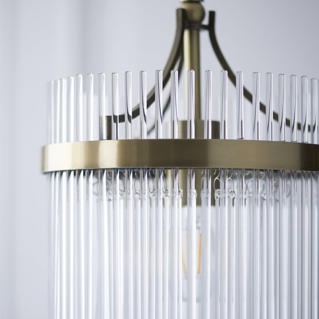 112572 Endon Marietta Single Pendant — Antique Brass & Clear Glass