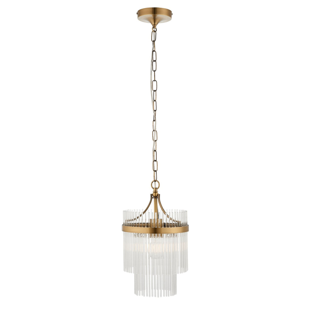 112572 Endon Marietta Single Pendant — Antique Brass & Clear Glass