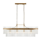 112573 Endon Marietta 4 Light Linear Pendant — Antique Brass & Clear Glass