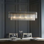 112573 Endon Marietta 4 Light Linear Pendant — Antique Brass & Clear Glass