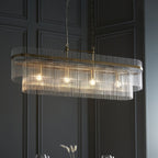 112573 Endon Marietta 4 Light Linear Pendant — Antique Brass & Clear Glass