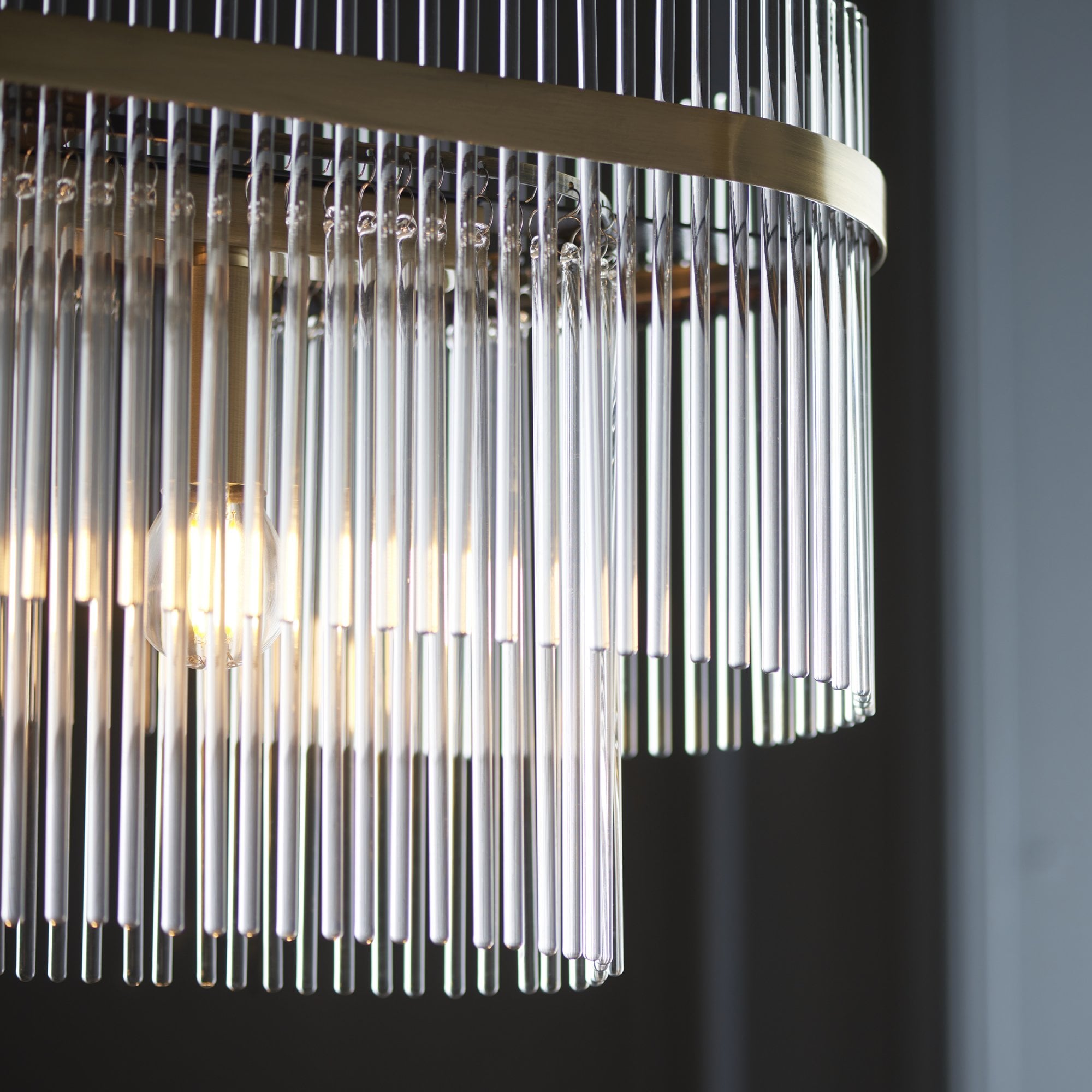 112573 Marietta 4 Light Linear Pendant Antique Brass & Clear Glass