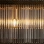 112573 Endon Marietta 4 Light Linear Pendant — Antique Brass & Clear Glass