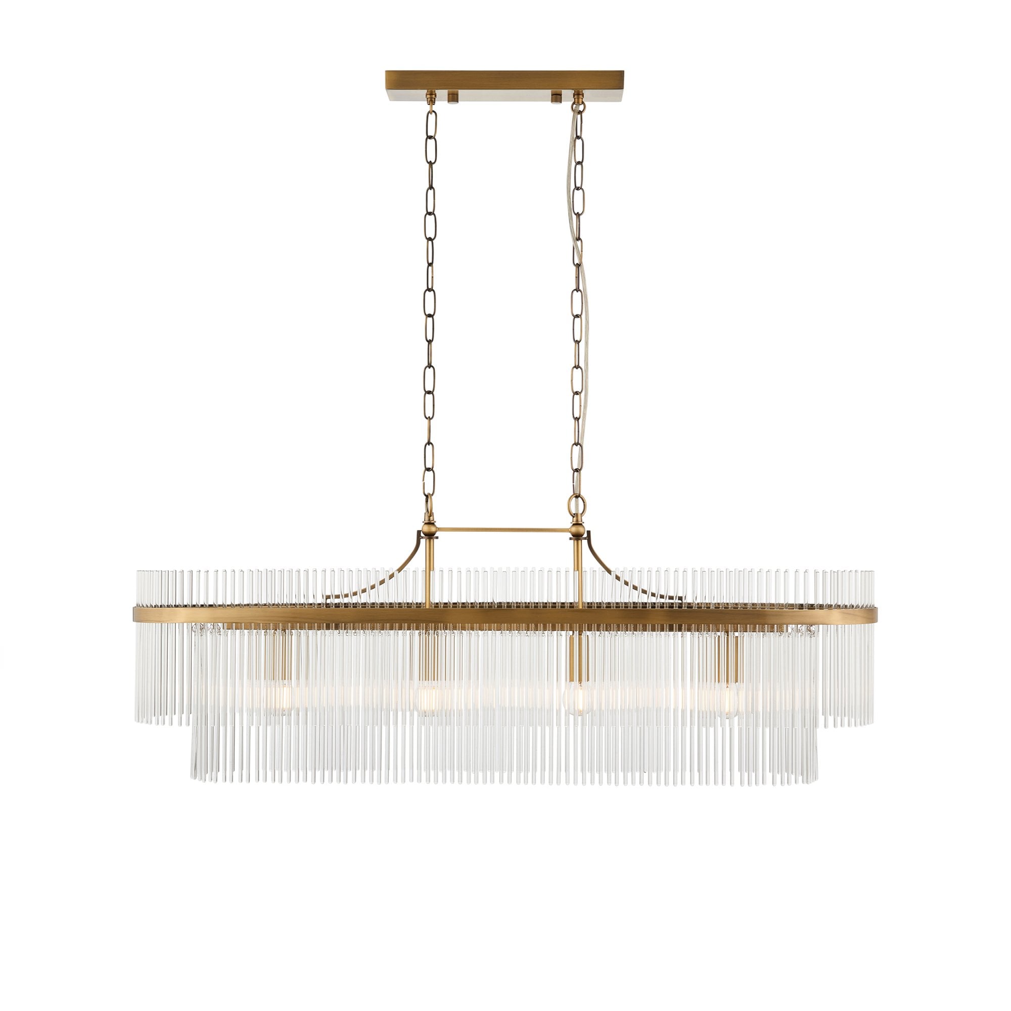 112573 Marietta 4 Light Linear Pendant Antique Brass & Clear Glass