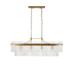 112573 Endon Marietta 4 Light Linear Pendant — Antique Brass & Clear Glass