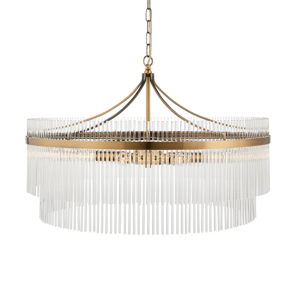 112574 Endon Marietta Grand 7 Light Pendant — Antique Brass & Clear Glass