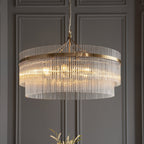 112574 Endon Marietta Grand 7 Light Pendant — Antique Brass & Clear Glass