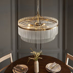 112574 Endon Marietta Grand 7 Light Pendant — Antique Brass & Clear Glass