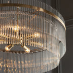 112574 Endon Marietta Grand 7 Light Pendant — Antique Brass & Clear Glass