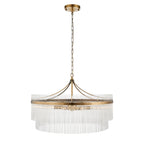 112574 Endon Marietta Grand 7 Light Pendant — Antique Brass & Clear Glass