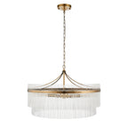 112574 Endon Marietta Grand 7 Light Pendant — Antique Brass & Clear Glass