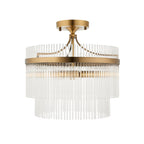112575 Endon Marietta 3 Light Semi Flush Ceiling Light — Antique Brass & Clear Glass