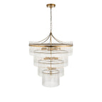 112576 Endon Marietta 16 Light Tiered Pendant — Antique Brass & Clear Glass
