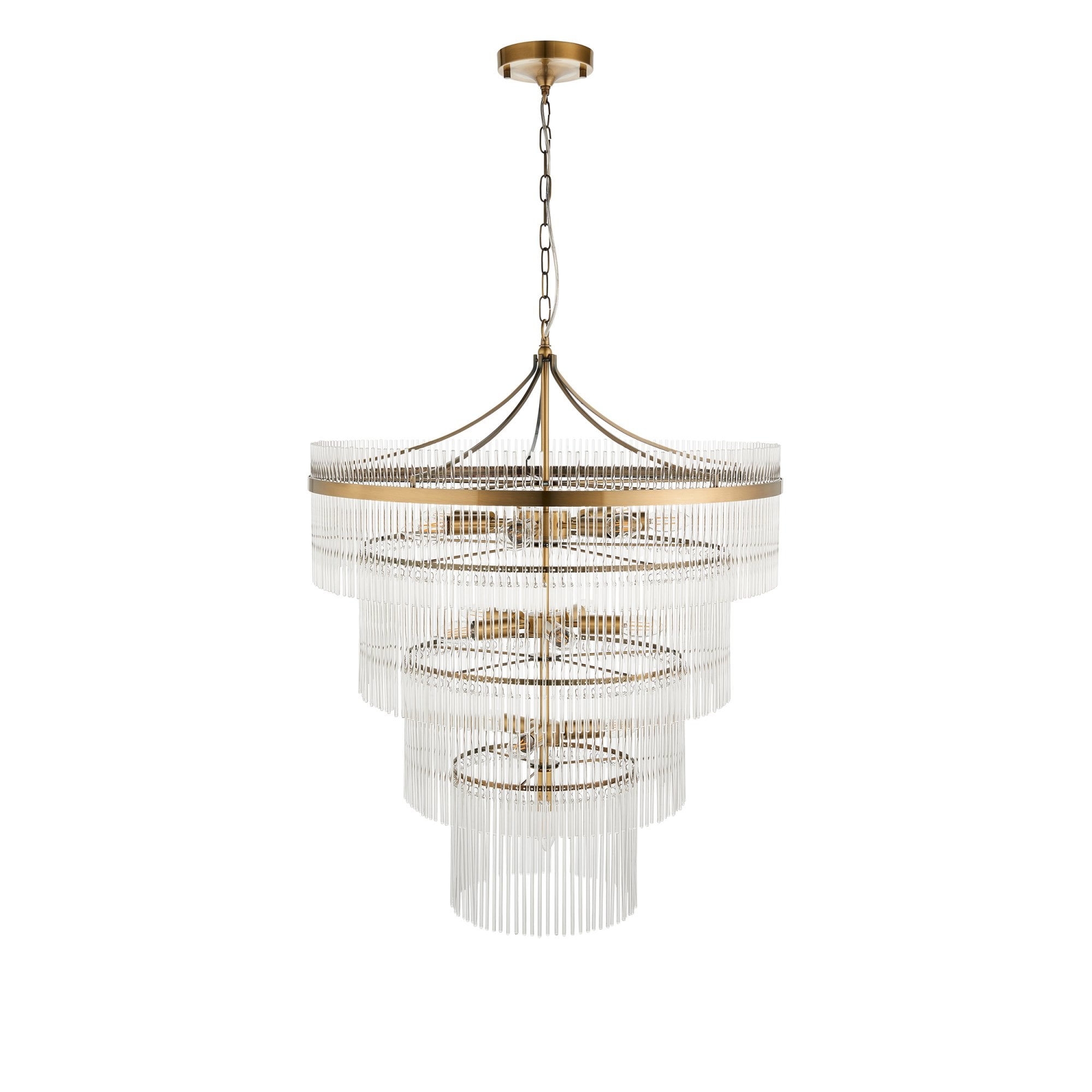 112576 Marietta 16 Light Tiered Pendant Antique Brass & Clear Glass