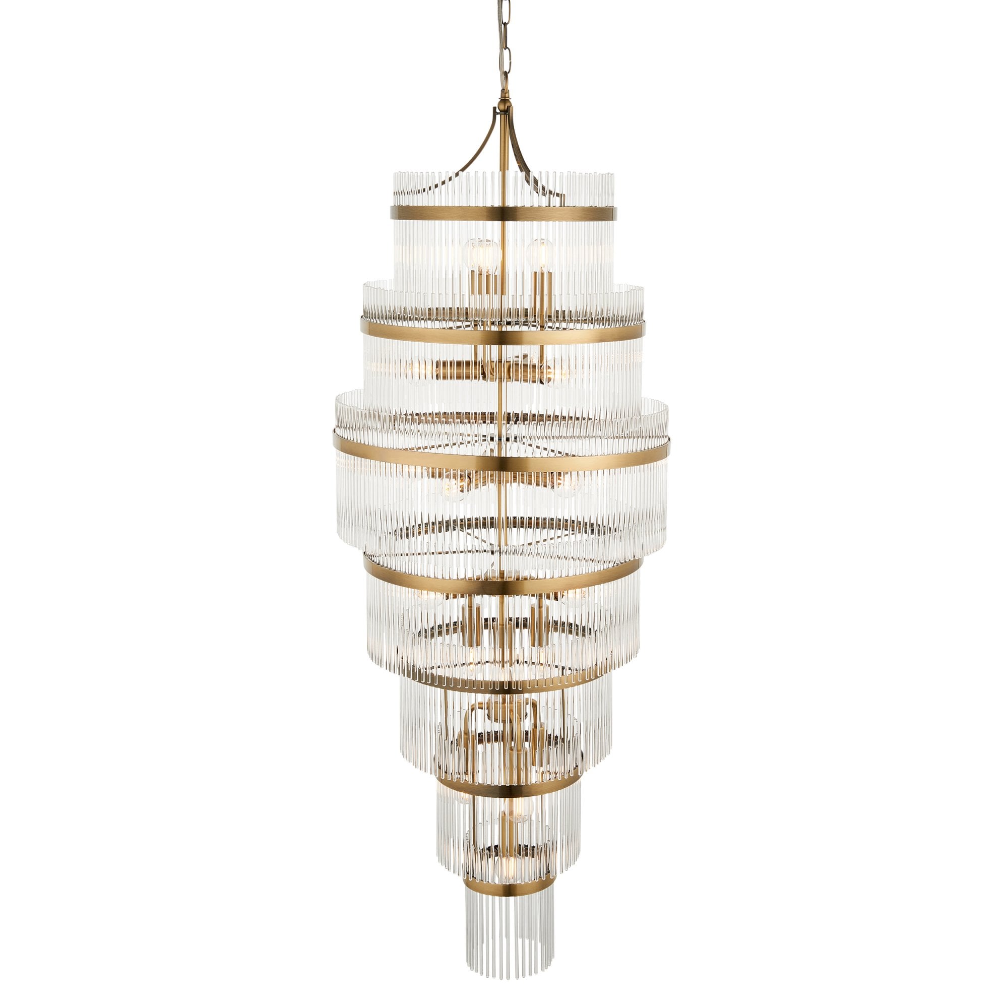 112793 Endon Marietta Grand 21 Light Tiered Pendant — Antique Brass & Clear Glass