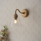 113371 Cotswold Wall Light Ash, Aged Brass & Clear Glass